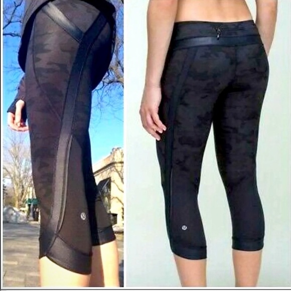 Lululemon Rare Chase Me Crop II Black camo leggings - Picture 1 of 8